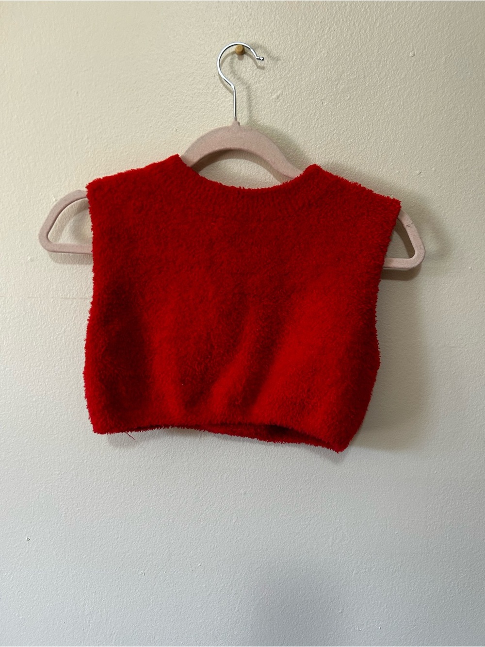 Finesse Red Fuzzy Knit Crop Top